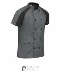 051WCB Women's Airlfow Raglan Charcoal/Black Chef Coat With Oilblock