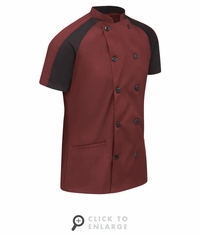 051WML Women's Airlfow Raglan Merlot/Black Chef Coat With Oilblock