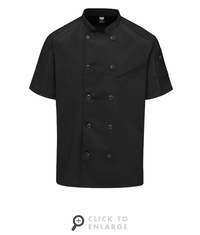 052MBK Men's Black Airflow Raglan Chef Coat With Oilblok