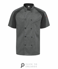 052MCB Men's Charcoal/Black Airflow Raglan Chef Coat With Oilblok