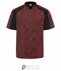052MMLMen's Merlot/Black Airflow Raglan Chef Coat With Oilblok