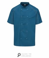 052MTL Men's Teal Airflow Raglan Chef Coat With Oilblok