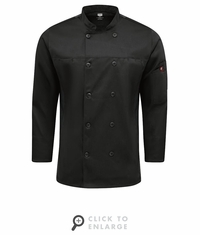 054MBK Men's Black Deluxe Airflow Chef Coat