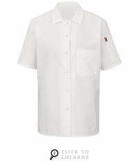 501XWH Women's  White Short Sleeve Cook Shirt With OilBlok + MIMIX