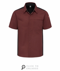 502MML Men's Merlot/Black Airflow Cook Shirt With OilBlok