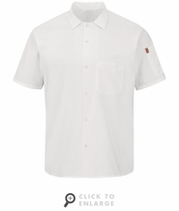 502XWH Men's White Short Sleeve Cook Shirt With OilBlok + MIMIX