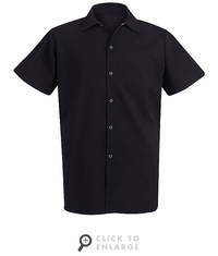 5035BK Black Spun Poly Short Sleeve Long Cook Shirt