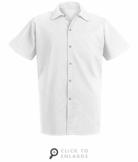 5035WH White Short Sleeve Spun Poly Long Cook Shirt