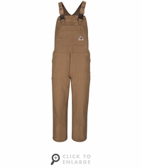 Bulwark BLF6 Men's Heavyweight FR Brown Duck Bib Overall with Knee Zip CAT-2