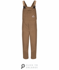 Bulwark BLN6 Men's Heavyweight FR Insulated Brown Duck Bib Overall with Knee Zip CAT-4