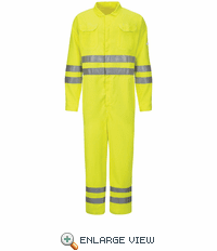 Bulwark CMD8 Men's Lightweight FR Hi-Visibility Deluxe Coverall with Reflective Trim CAT-2