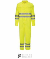 Bulwark CMD8 Men's Lightweight FR Hi-Visibility Deluxe Coverall with Reflective Trim CAT-2