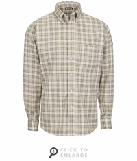 Bulwark FR SLP2KH Men's Long Sleeve Plaid Dress Shirt - Khaki