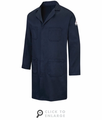 Bulwark KLL6NV Men's EXCEL FR Navy Concealed Snap Front Lab Coat CAT2