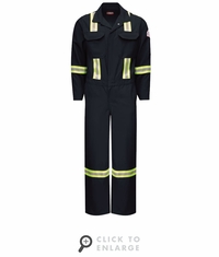 Bulwark Men's Midweight Nomex FR Premium Coverall with Reflective Trim - Navy