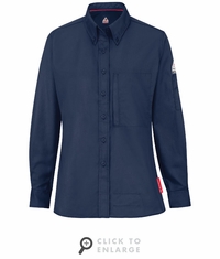 Bulwark QS25NV IQ Series&reg; Women's Navy Midweight Comfort Woven Shirt CAT1