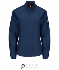 Bulwark QS41NV iQ Series&reg; Endurance Women's Navy Long Sleeve Shirt CAT2