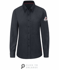 Bulwark QS51NV iQ Series&reg; Women's Navy Comfort Woven Lightweight Shirt  CAT2