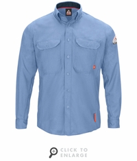 Bulwark QS52LB IQ Series Light Blue Comfort Woven Men's Lightweight Shirt CAT2