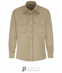 Bulwark SLU3KH Women's Khaki EXCEL- FR COMFORTOUCH Dress Uniform Shirt CAT2