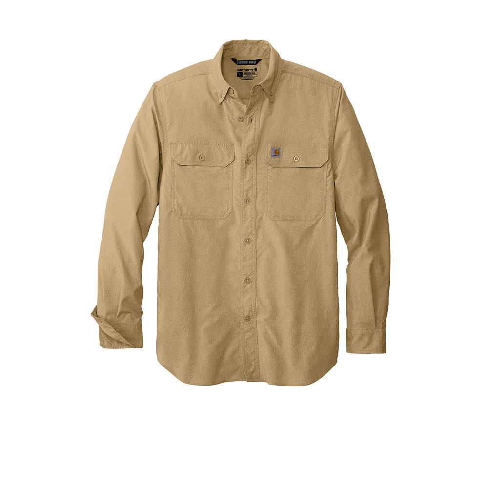 carhartt long sleeve dress shirts Carhartt Men's Loose Fit Midweight Chambray Long Sleeve Shirt - Dark Tan Chambray