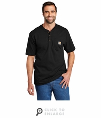 CTK84 Carhartt Short Sleeve Henley T-Shirt - Black