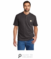 CTK84 Carhartt Short Sleeve Henley T-Shirt - Carbon Heather