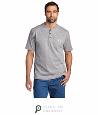 CTK84 Carhartt Short Sleeve Henley T-Shirt - Heather Grey