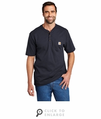 CTK84 Carhartt Short Sleeve Henley T-Shirt - Navy
