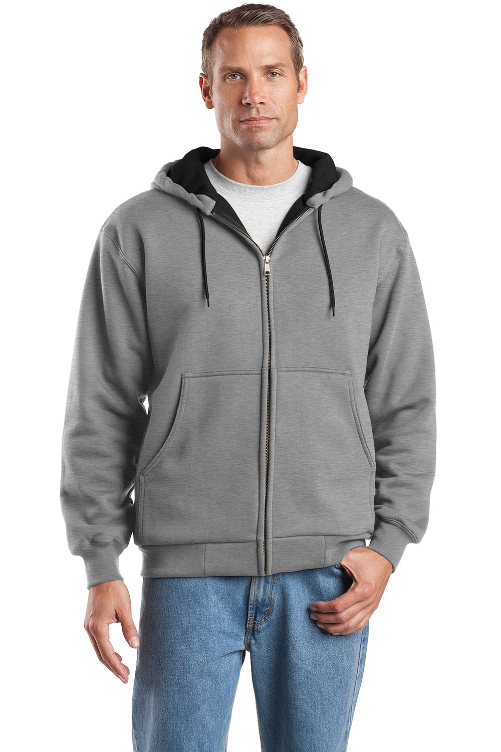 Heavyweight Full-Zip Hooded Sweatshirt with Thermal Lining