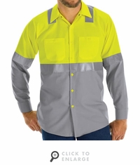 Hi Vis Long Sleeve Workshirt w/Refective Trim - SY14YG