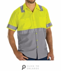 Hi Vis Short Sleeve Workshirt w/Refective Trim - SY24YG
