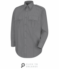 HS1113 Men's Grey Long Sleeve New Dimension� Stretch Poplin Shirt