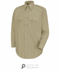 HS1115 Men's Silver Tan Long Sleeve New Dimension� Stretch Poplin Shirt