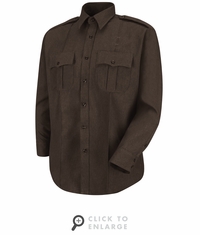 HS1145 Men's Brown Sentry� Plus Long Sleeve Shirt With Zipper