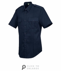HS1208 Men's New Dimension� Stretch Poplin Dark Navy Short Sleeve Shirt