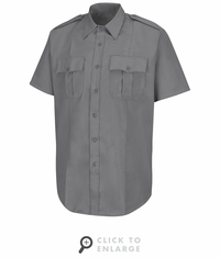 HS1209 Men's New Dimension� Stretch Poplin Grey Short Sleeve Shirt