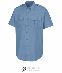 HS1210 Men's New Dimension� Stretch Poplin Light Blue Short Sleeve Shirt