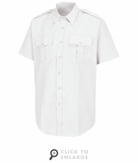 HS1212 Men's New Dimension� Stretch Poplin White Short Sleeve Shirt