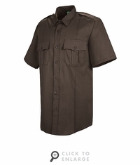 HS1245 Men's Brown Sentry� Plus Short Sleeve Shirt With Zipper
