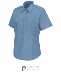 HS1268 Women's New Dimension� Stretch Poplin Light Blue Short Sleeve Shirt