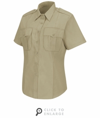 HS1269 Women's New Dimension� Stretch Poplin Silver Tan Short Sleeve Shirt