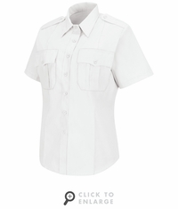 HS1270 Women's New Dimension� Stretch Poplin White Short Sleeve Shirt