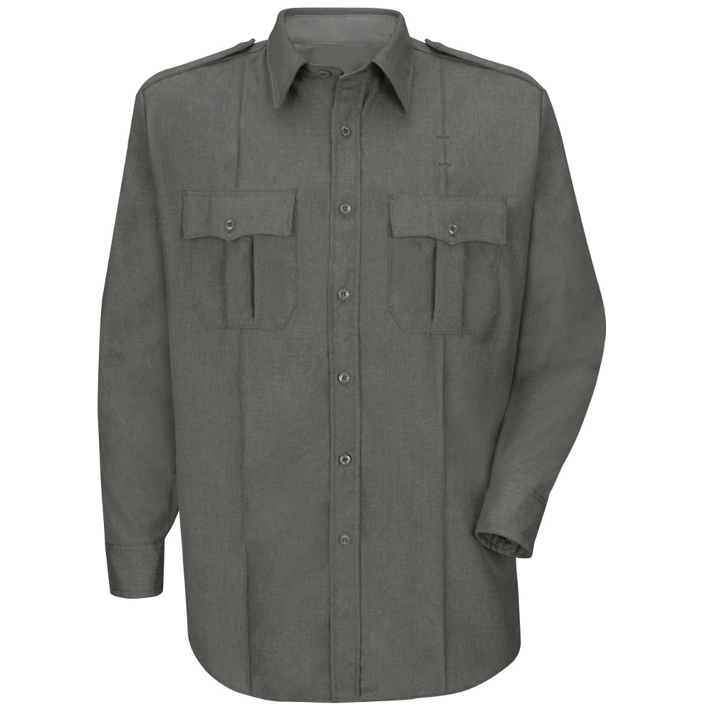 HS1514 Men's Heather Grey Deputy Deluxe Long Sleeve Uniform Shirt HS1514 Men's Heather Grey Deputy Deluxe Long Sleeve Uniform Shirt