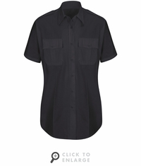 HS1523 Women's New Dimension� Plus Dark Navy Short Sleeve Poplin Shirt