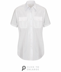 HS1531 Women's New Dimension� Plus White Short Sleeve Poplin Shirt