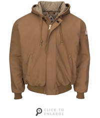JLH6BD Men's Heavyweight FR Insulated Brown Duck Hooded Jacket CAT-4