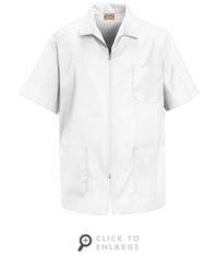 KP44WH Men's White Zippered Smock