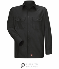 Men's Black Solid Ripstop Work Shirt - Long Sleeve