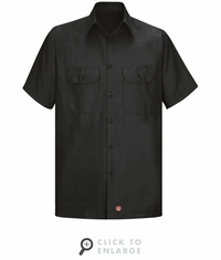 Men's Black Solid Ripstop Work Shirt - Short Sleeve